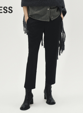 LESS高腰西装裤女显瘦宽松直筒垂感九分休闲锥形裤2M8E10770