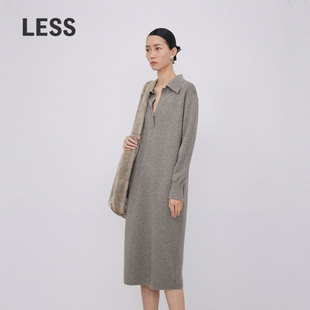 LESS冬季 针织连衣裙2N0G12480 绵羊毛裙子女简约休闲宽松中长款