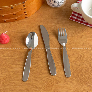 儿童西餐刀叉勺小号吃牛排三件套高级感轻奢法式不锈钢迷你小刀叉