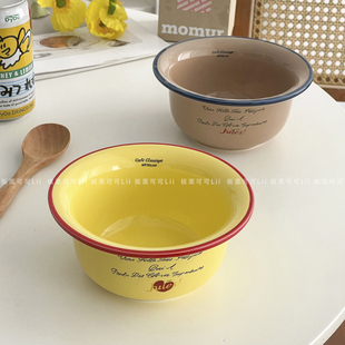 好看汤面碗可爱漂亮酸奶碗带勺ins风6寸甜品碗陶瓷燕麦早餐糖水碗