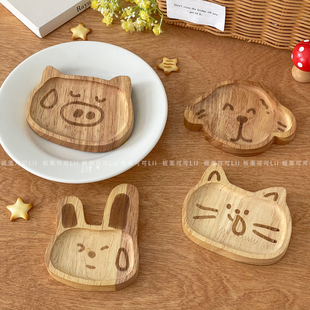蘸料碟可爱4寸碟子小号家用味碟精致小菜碟日式调料碟木质泡菜碟