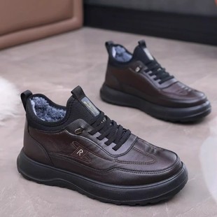 老人鞋 老北京冬季 加绒加厚保暖厚底防滑中老年爸爸鞋 男棉鞋 布鞋