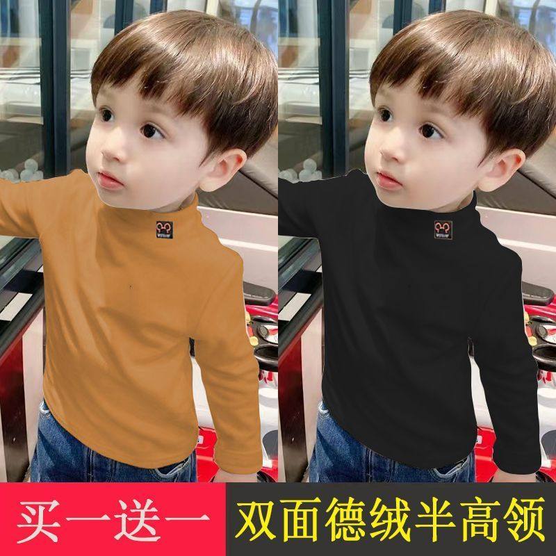 男女中小童长袖T恤加绒打底衫