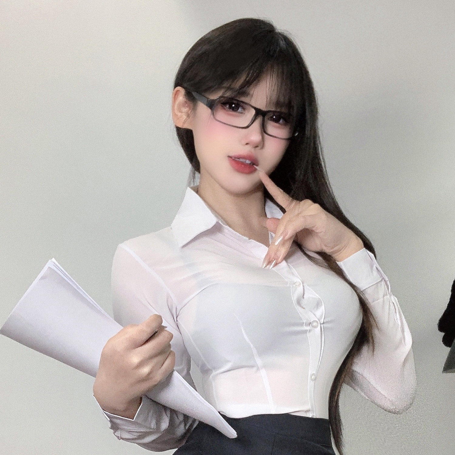 性感辣妹女秘书OL制服修身显胸
