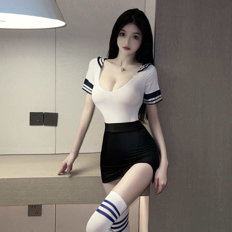 性感水手服啦啦队制服套装