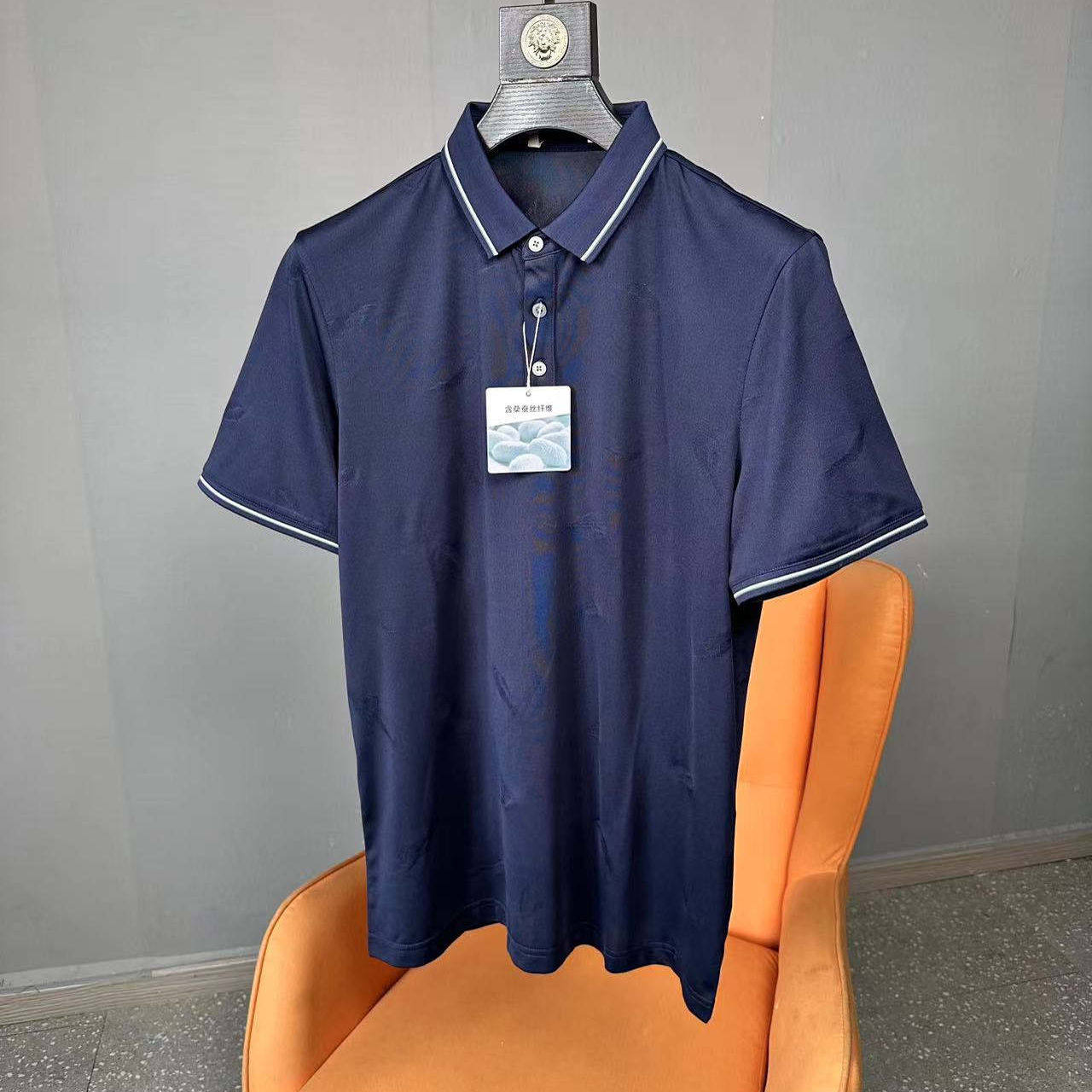 H余单！含桑蚕丝 柔顺透气 夏季男士高端提花商务休闲短袖Polo衫