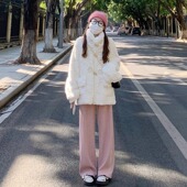 小香风2025新款 皮草羊羔毛外套女皮毛一体秋冬季 獭兔毛加厚牛角扣