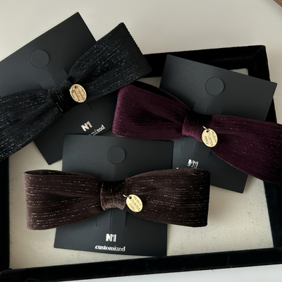 Raffia高级感丝绒亮丝肠圈发圈法式蝴蝶结发夹复古慵懒简约