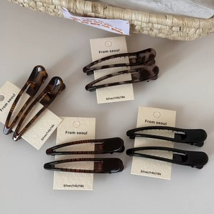 Raffia化妆发夹大号碎发夹洗脸用前额刘海夹简约豹纹鸭嘴夹发饰女