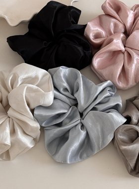 Raffia光泽感丰盈缎面大肠发圈韩式氛围感丸子头发绳柔滑超大头花