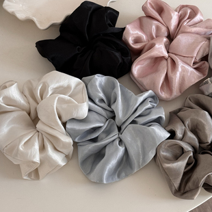 Raffia光泽感丰盈缎面大肠发圈韩式氛围感丸子头发绳柔滑超大头花