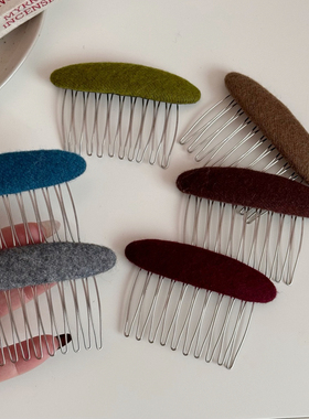 Raffia复古椭圆插梳刘海碎发侧边夹简约公主叉盘发丸子头发梳发饰