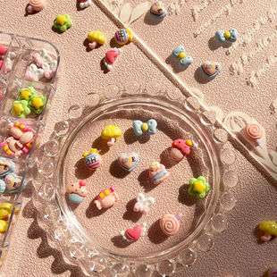 食玩蛋糕系列卡通美甲饰品可爱亮面奶油胶爱心糖果diy穿戴甲配饰