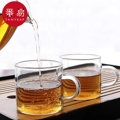 杯子/玻璃/茶/小AA1S242-耐热透明功夫茶杯带把家用加厚品茗杯
