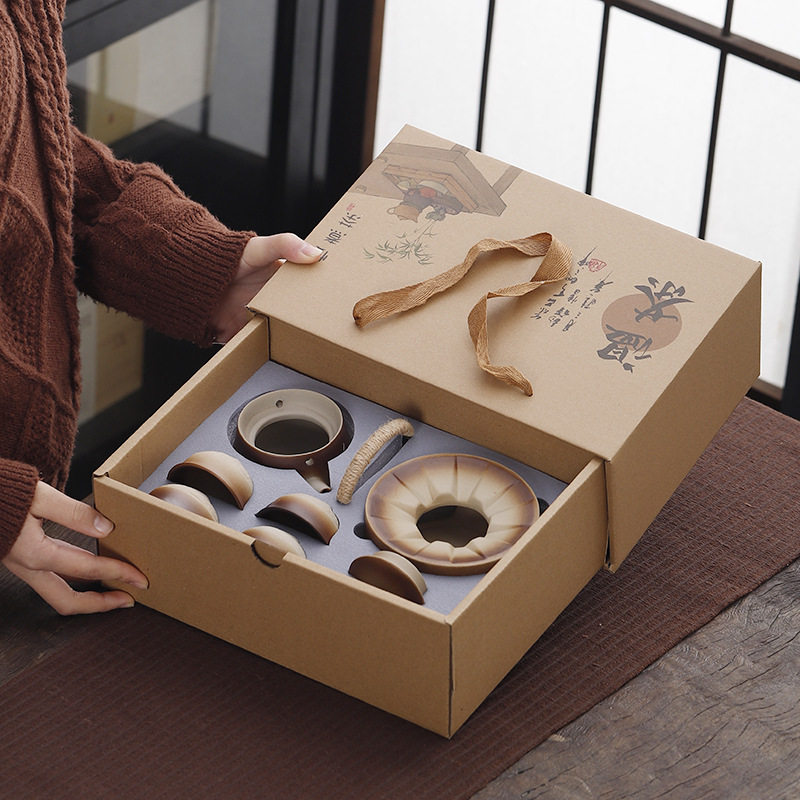 围炉煮茶功夫茶具套装家用户外明火温茶壶柴烧粗陶提梁壶整套礼品