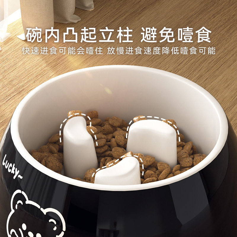狗碗印花密胺慢食碗加高护颈狗粮碗猫咪防打翻喂水碗猫碗宠物用品图片