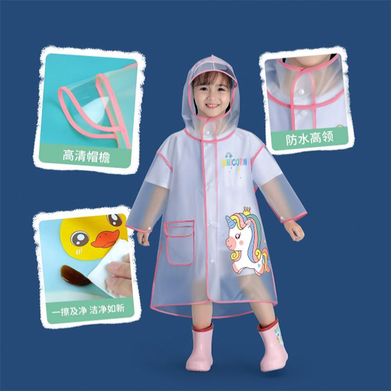 幼儿园透明儿童雨衣6-12岁卡通可爱防水雨披加厚eva上学专用雨具