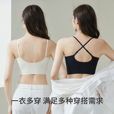 隐形王者内衣女粉底液无痕果冻软支撑美背裹胸防下垂交叉美背抹胸