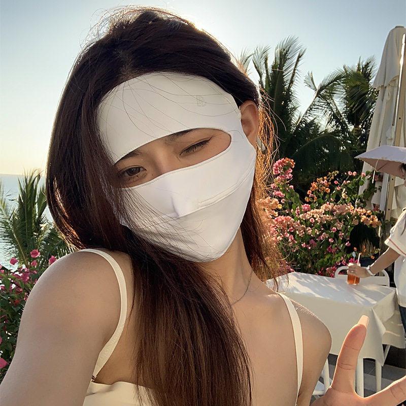 防晒面罩全脸遮阳面罩防紫外线户外骑行透气脸部基尼冰丝口罩