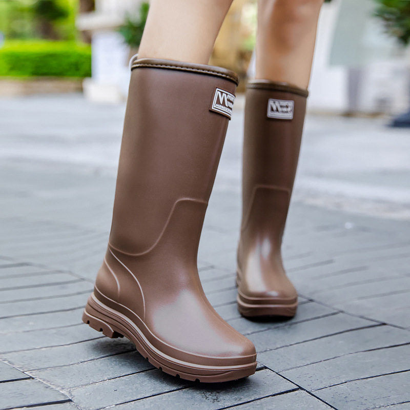 韩版高筒雨鞋女款户外防水鞋厨房工作防滑水靴成人加绒厚底雨靴