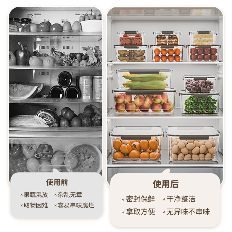 生鲜蔬菜分类收纳冰箱透明食品保鲜盒小号密封盒食品级防水耐低温