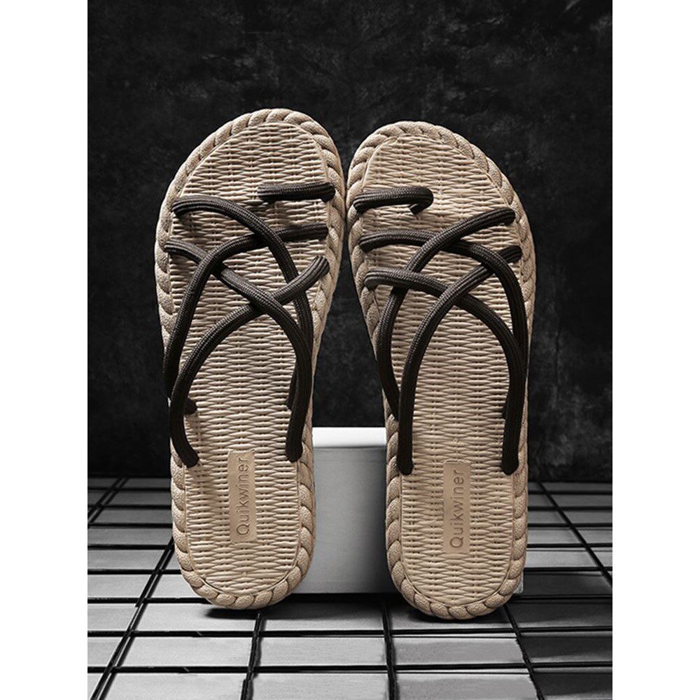 拖鞋男款潮夏季外穿防滑防臭人字拖编织夹脚凉拖鞋沙滩鞋男士凉鞋