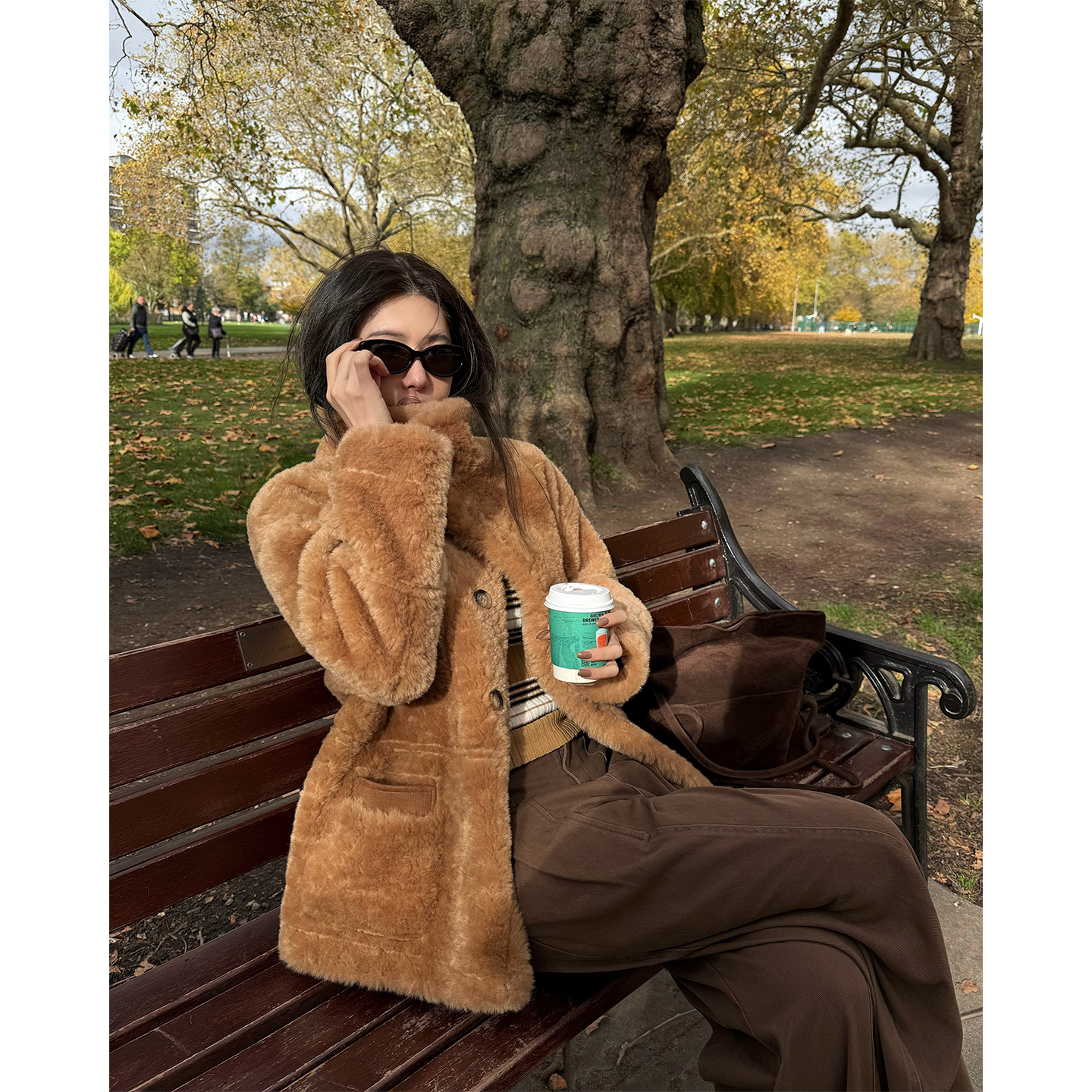 ROUNINAN 柔粘【12/8 新品开售】小熊两面加厚皮毛一体麂皮毛外套