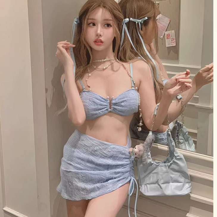 新款潮流纯欲分体比基尼泳衣女