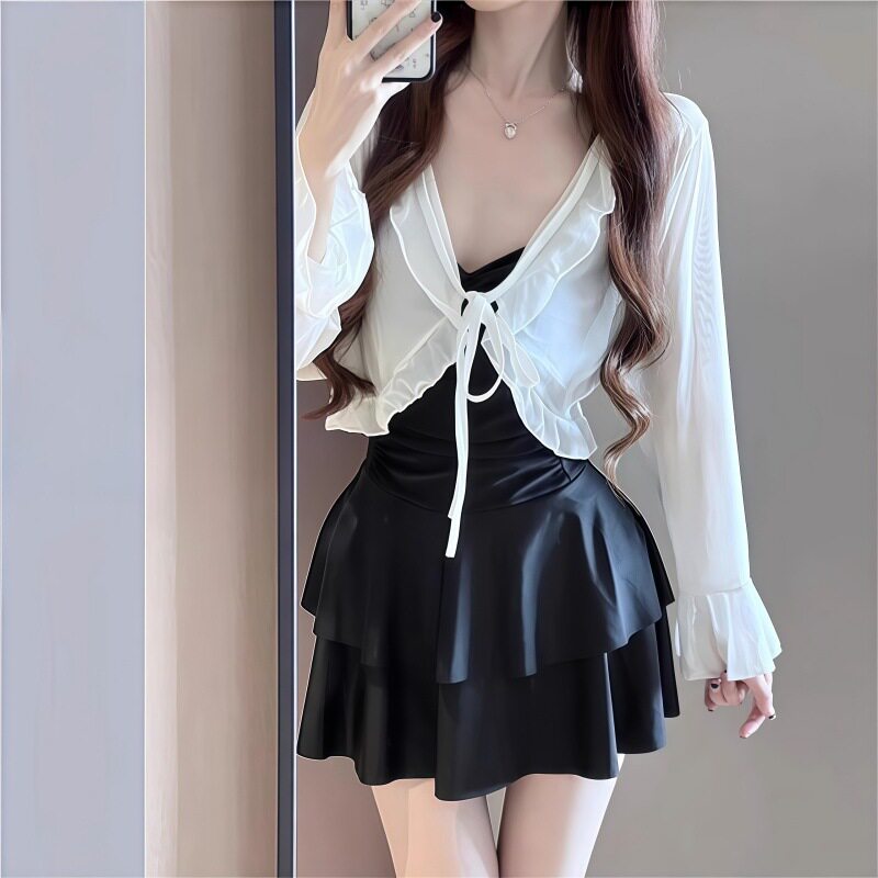 2025新款泳衣女遮肉显瘦绝美露背泡温泉款遮肚子高级感女士游泳