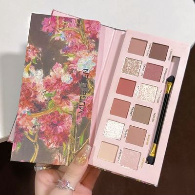 12色海棠花油画风粉棕眼影盘哑光珠光细闪大地色低饱和玫瑰玫瑰盘