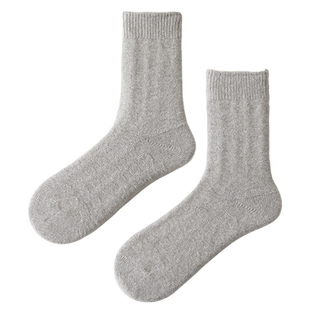 狐狸绒藤桑蚕丝袜子中筒袜纯色透气长袜双层保暖秋冬新品短款女袜