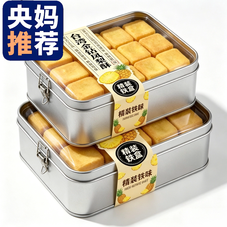 【央妈推荐】凤梨酥铁盒子装台湾正宗传统糕点心送礼零食伴手礼wh