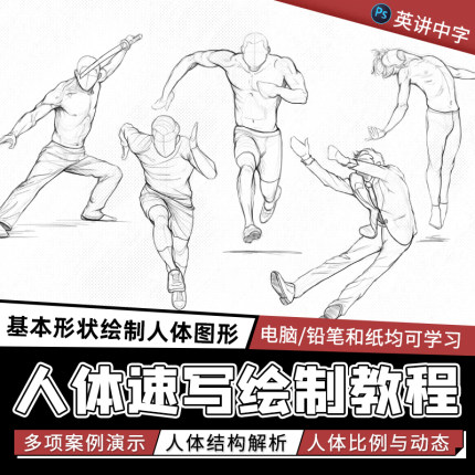 ps教程人体结构必修课原画设计绘画基础到进阶几何图形视频课程