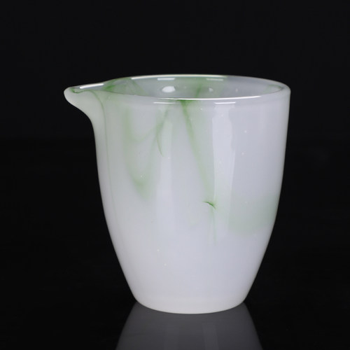 飘绿琉璃白玉公道杯加厚分茶器单个茶海不烫手倒茶器功夫茶具配件