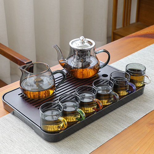 烟灰色耐热玻璃茶具套装高档功夫茶具茶壶办公会客喝茶杯
