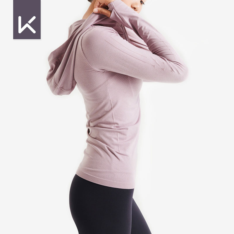 Keep运动外套女子透气速干吸汗弹力健身瑜伽舒适训练连帽袖外套