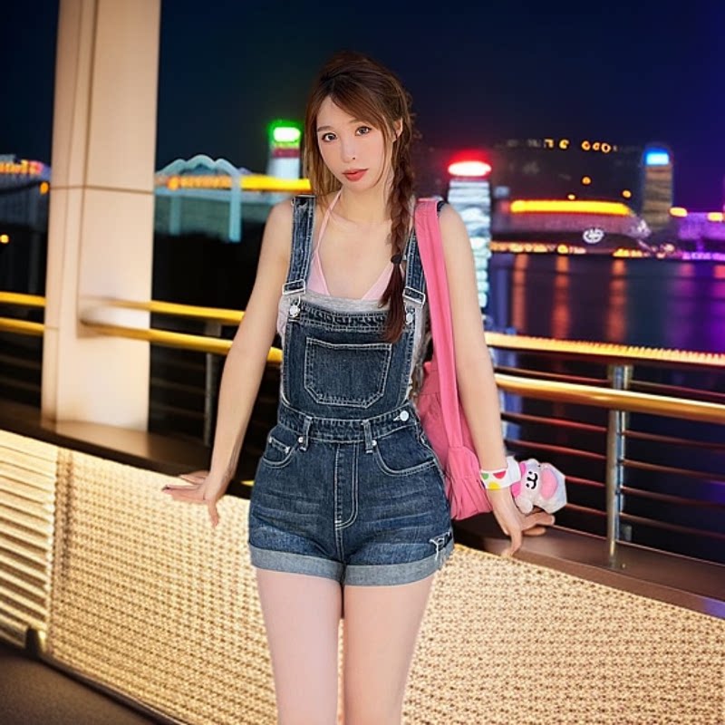 2025夏季设计感破洞牛仔短裤女图片