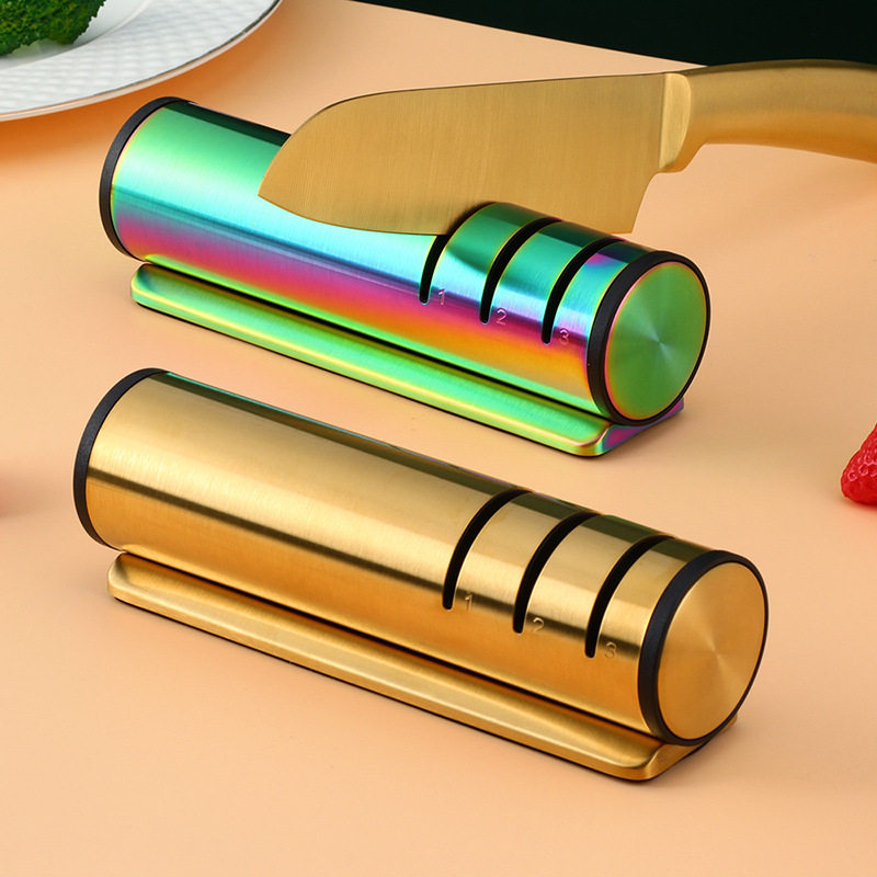 新款跨境亚马逊家用便捷多功能三段磨刀器厨房快速磨刀石磨刀