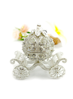 金属工艺品摆件首饰盒创意欧式合金珐琅彩镶钻家居装饰南瓜车