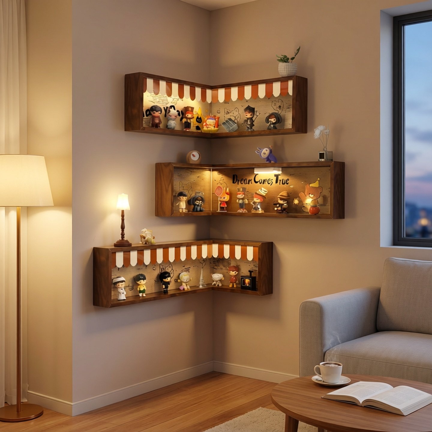 挂墙收纳盲盒亚克力透明手办展示柜大号防尘goto拉布布转角置物架,收纳整理,手办收纳盒,淘宝优惠券,粉丝福利购,淘宝优惠卷