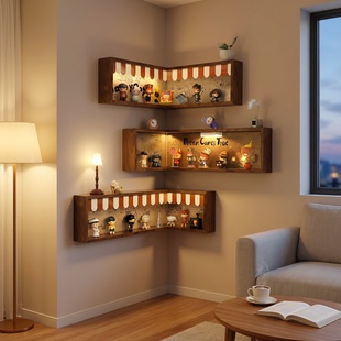 挂墙收纳盲盒亚克力透明手办展示柜大号防尘goto拉布布转角置物架