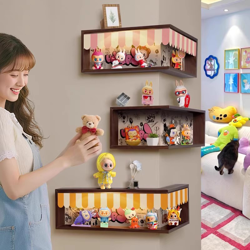 转角手办盲盒装饰收纳架墙上