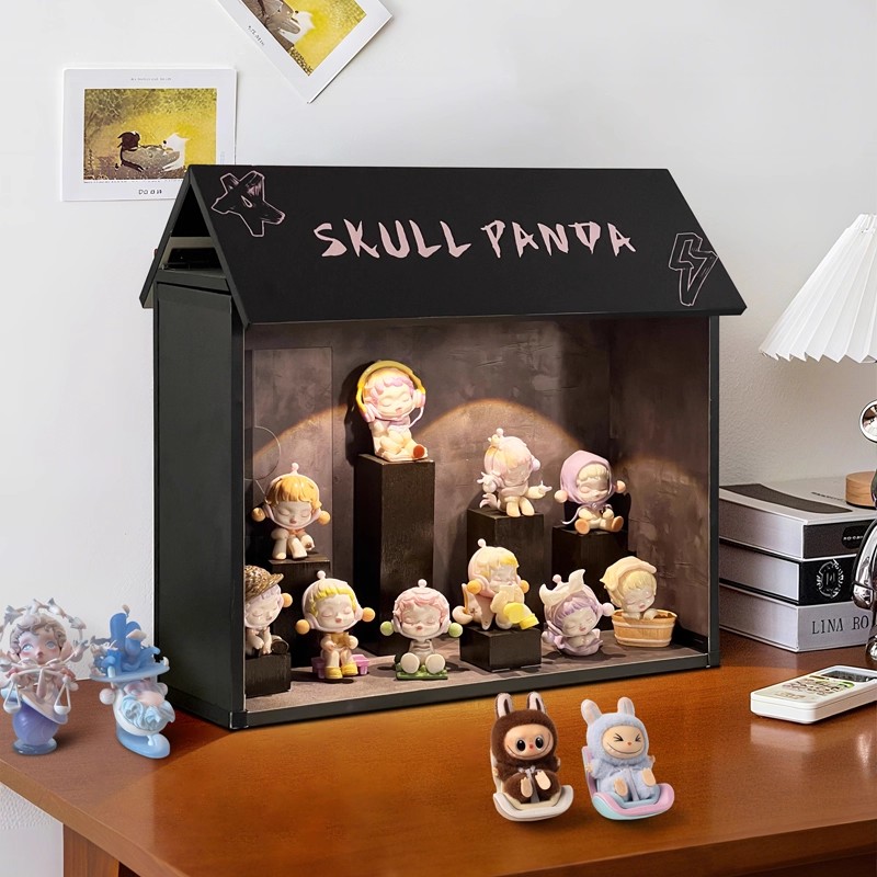 泡泡玛特手办盲盒收纳展示架带灯