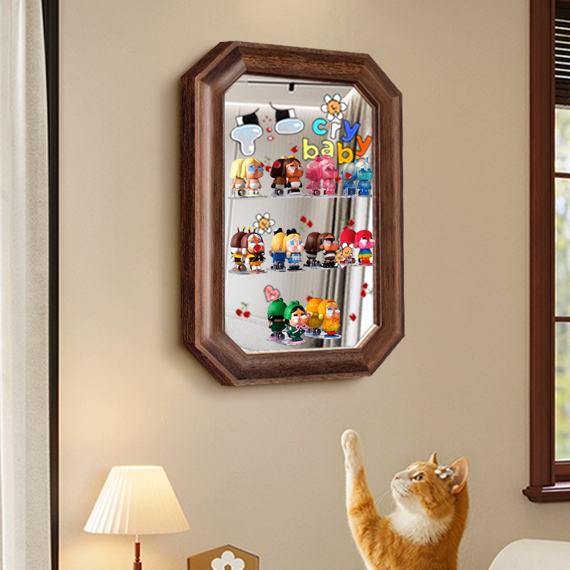 带镜子的盲盒收纳展示架挂墙画