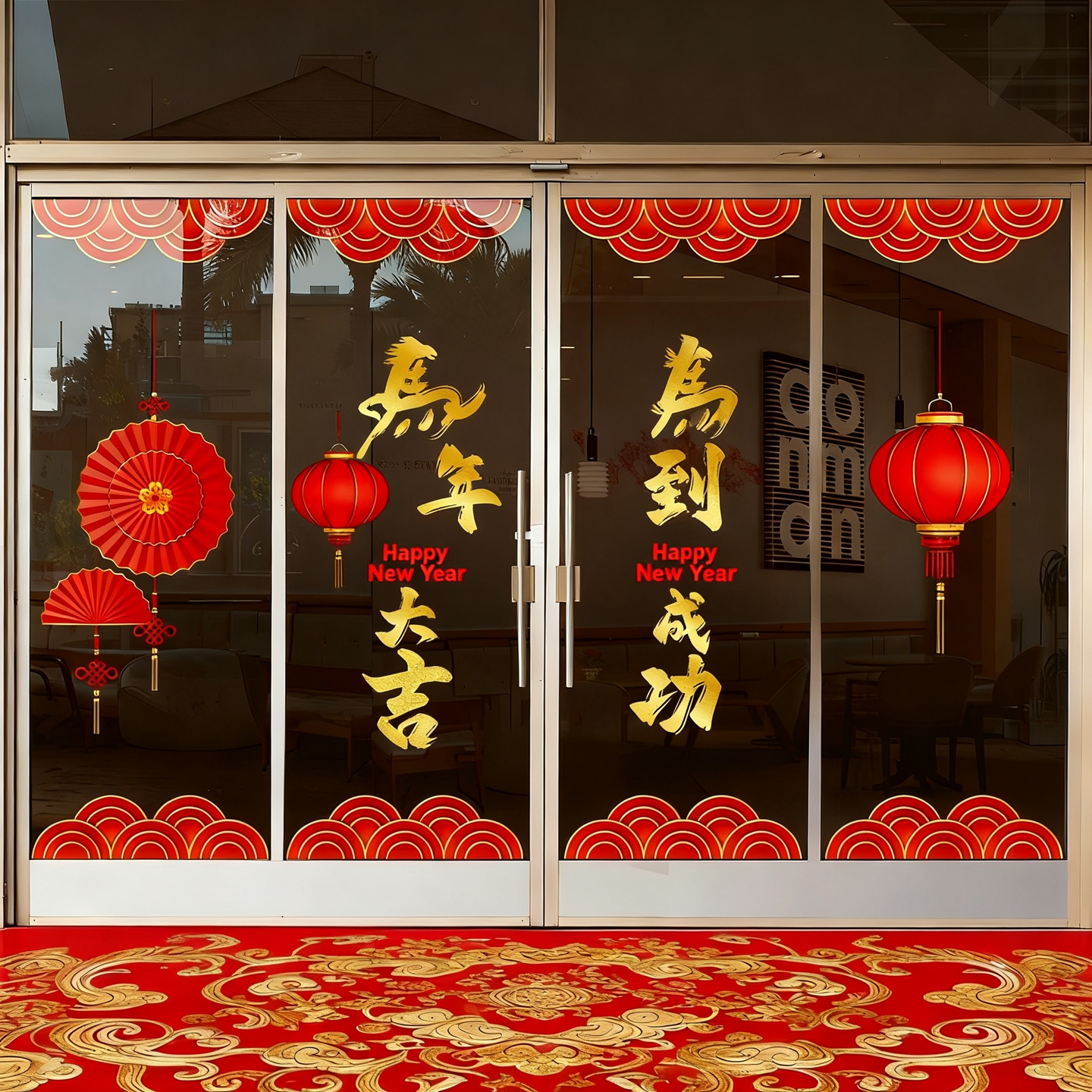 2026新年装饰对联窗花静电