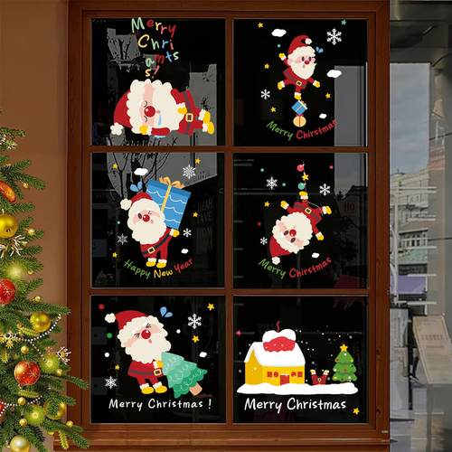 圣诞节装饰贴纸老人玻璃门