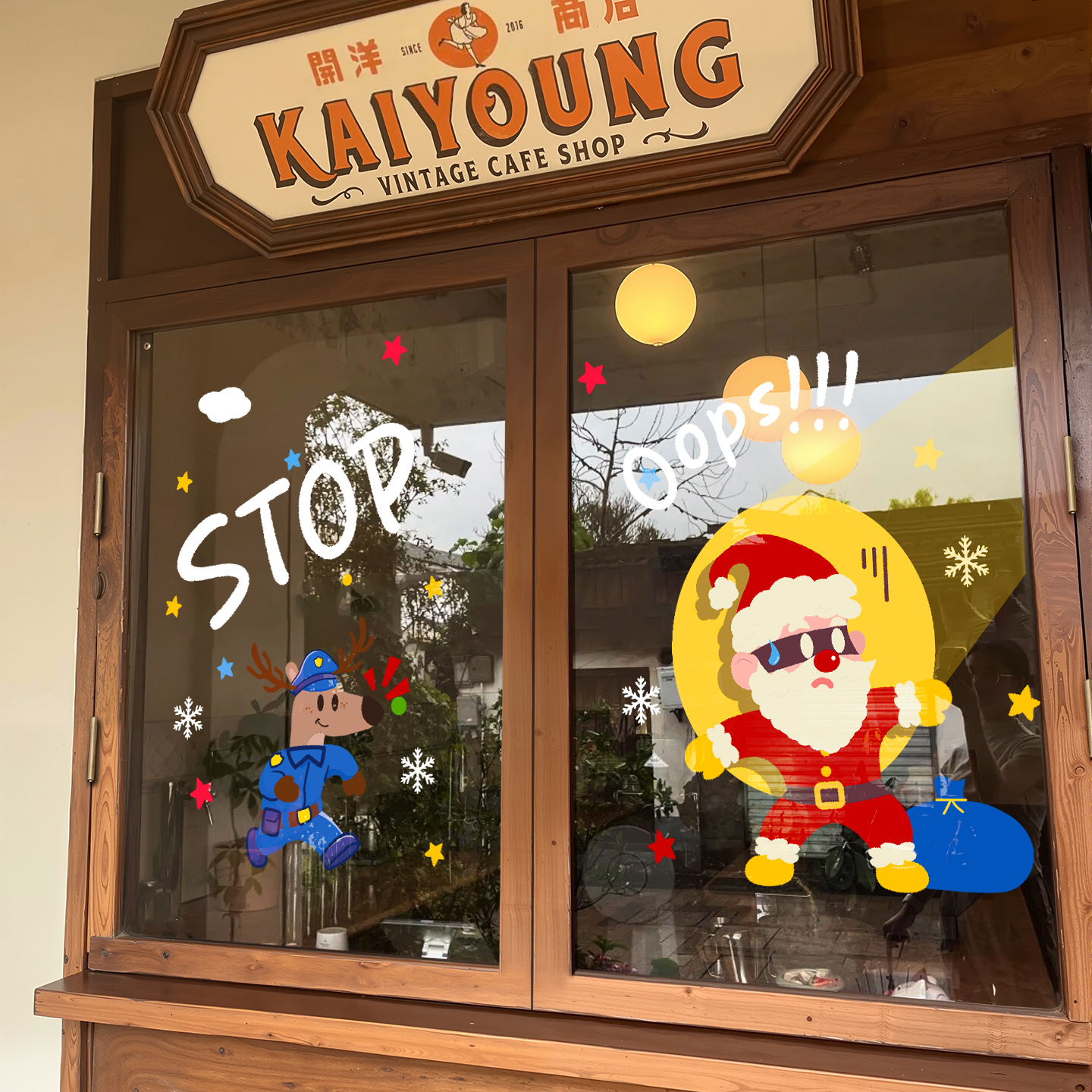 圣诞节装饰静电贴纸圣诞老人树耶诞