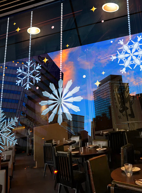 圣诞节静电贴装饰品蓝色雪花场景布置橱窗店铺窗户贴画玻璃门贴纸