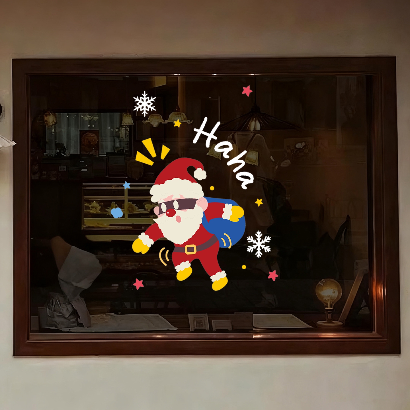 圣诞节装饰窗户玻璃贴纸圣诞老人卡通窗贴2026店铺门贴静电贴画