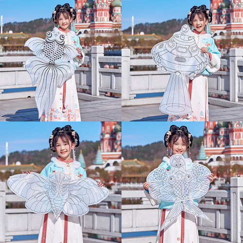 儿童手工艺复古立体竹签风筝飞舞